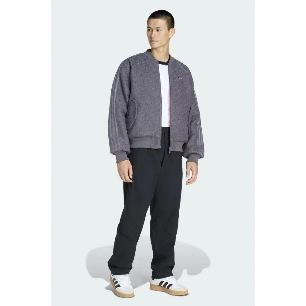 Adidas Reversible Superstar Bomber Jacket Mens Large Grey Orange Originals Loose